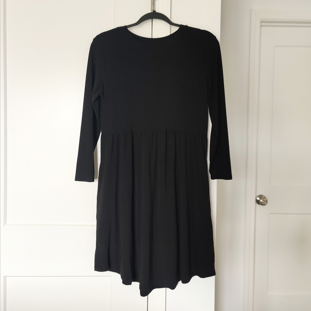 NWOT Black 24/7 Empire Waist 3/4 Sleeve Mini Dress